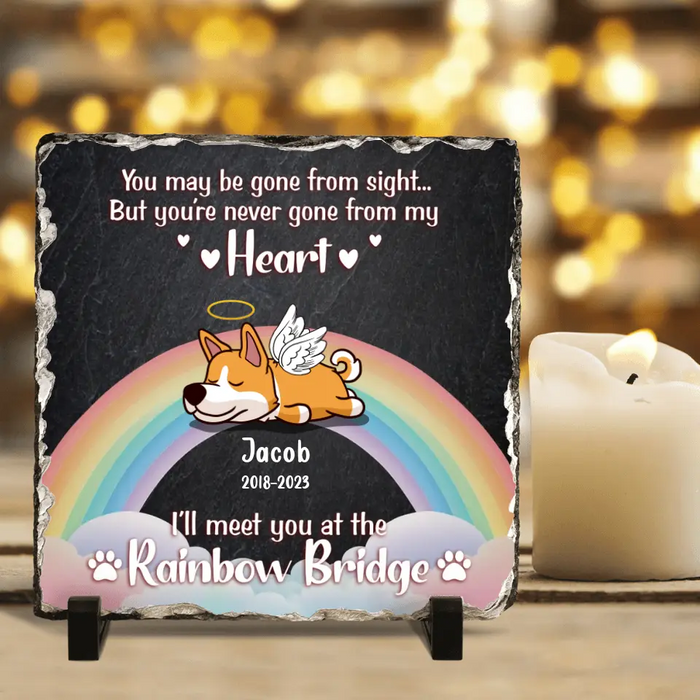 Custom Personalized Memorial Dog Lithograph - Memorial Gift Idea for Dog Lover/Mother's Day/ Father's Day - I'll Meet You At The Rainbow Bridge