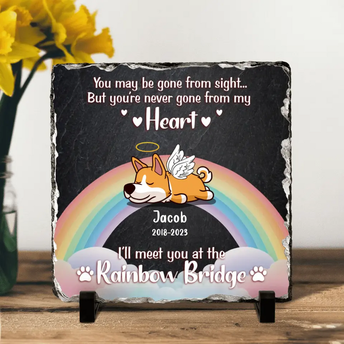 Custom Personalized Memorial Dog Lithograph - Memorial Gift Idea for Dog Lover/Mother's Day/ Father's Day - I'll Meet You At The Rainbow Bridge