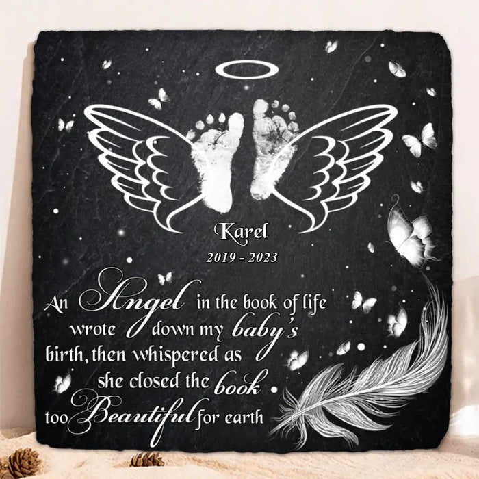 Custom Personalized Baby In Heaven Square Lithograph - Memorial Gift Idea for Mother's Day/Father's Day - An Angel In The Book Of Life Wrote Down My Baby's Birth