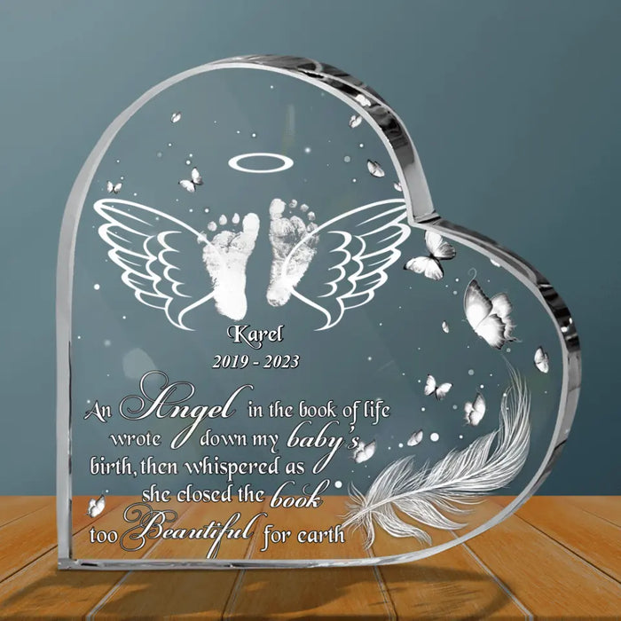 Custom Personalized Baby In Heaven Crystal Heart - Memorial Gift Idea for Mother's Day/Father's Day - An Angel In The Book Of Life Wrote Down My Baby's Birth