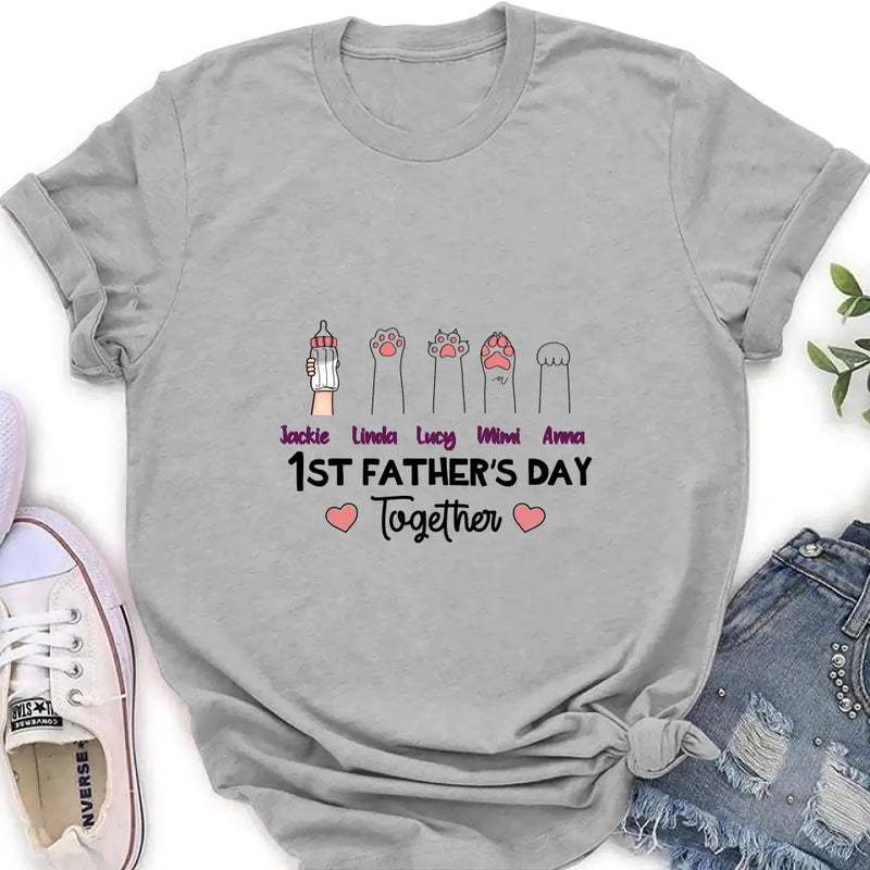 Personalized First Father's Day Shirt/Hoodie/Long sleeve/Sweatshirt - Gift Idea For Father's Day - Up to 5 Hands - 1st Father's Day Together
