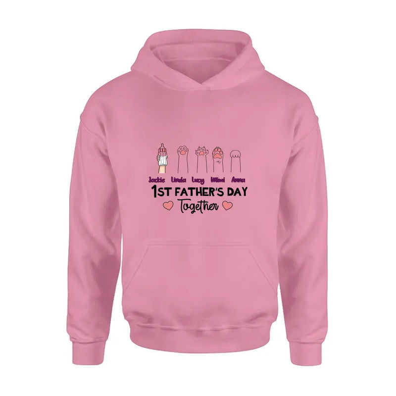 Personalized First Father's Day Shirt/Hoodie/Long sleeve/Sweatshirt - Gift Idea For Father's Day - Up to 5 Hands - 1st Father's Day Together