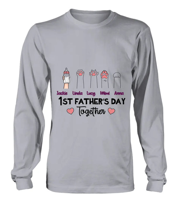 Custom Personalized First Father's Day Shirt/Hoodie/Long sleeve/Sweatshirt - Gift Idea For Father's Day - Upto 5 Hands - 1st Father's Day Together