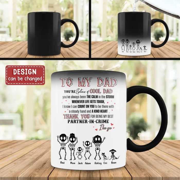 Custom Personalized Family Color Changing Beverage Mug - Parents with Upto 3 Children & 2 Pets - Gift Idea For Family/Father's Day - To My Dad