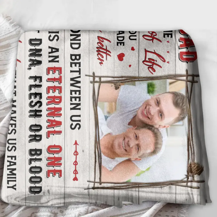 Custom Personalized Bonus Dad Quilt/Singer Layer Fleece Blanket - Upload Photo - Father's Day Gift Idea for Bonus Dad/Step Dad - To My Bonus Dad