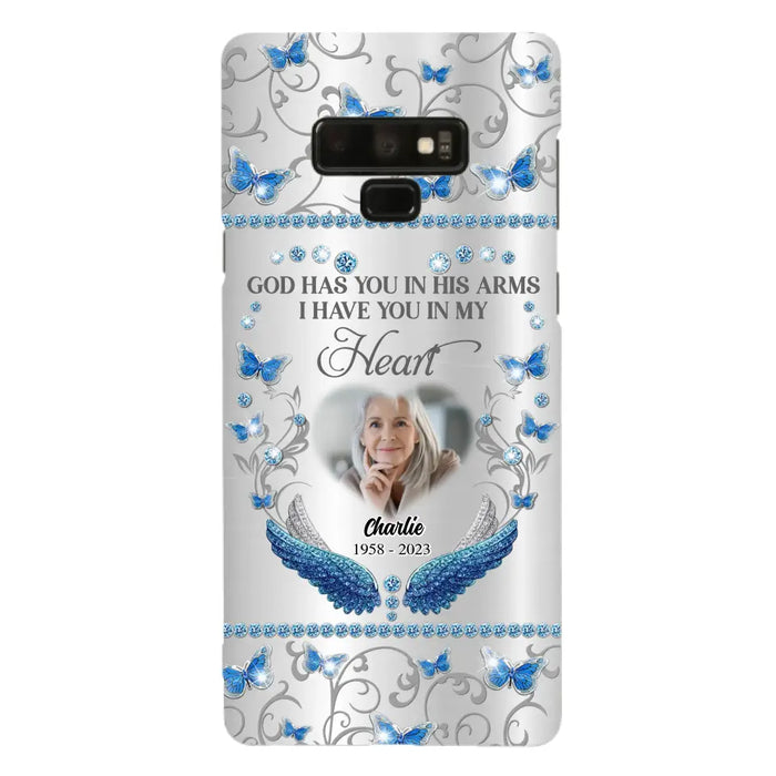 Custom Personalized Memorial Photo Phone Case - Memorial Gift Idea for Mother's Day/Father's Day - God Has You In His Arms I Have You In My Heart - Cases For iPhone/Samsung