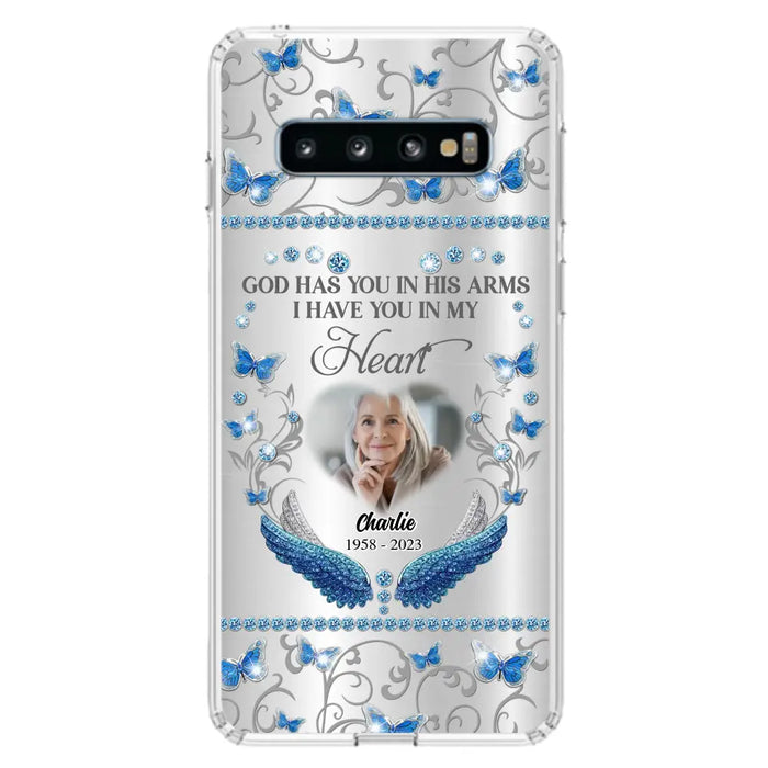 Custom Personalized Memorial Photo Phone Case - Memorial Gift Idea for Mother's Day/Father's Day - God Has You In His Arms I Have You In My Heart - Cases For iPhone/Samsung