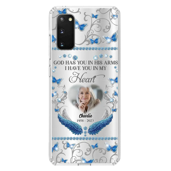 Custom Personalized Memorial Photo Phone Case - Memorial Gift Idea for Mother's Day/Father's Day - God Has You In His Arms I Have You In My Heart - Cases For iPhone/Samsung