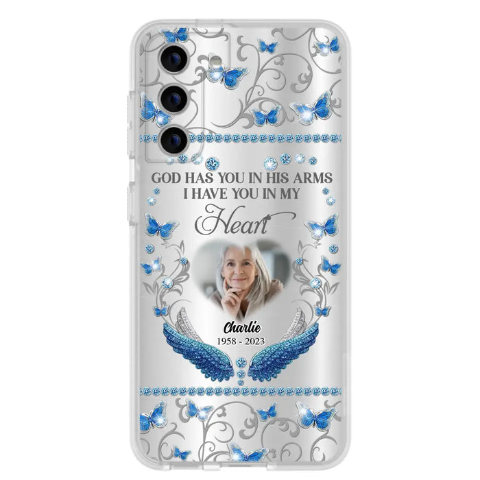 Custom Personalized Memorial Photo Phone Case - Memorial Gift Idea for Mother's Day/Father's Day - God Has You In His Arms I Have You In My Heart - Cases For iPhone/Samsung