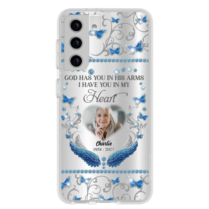 Custom Personalized Memorial Photo Phone Case - Memorial Gift Idea for Mother's Day/Father's Day - God Has You In His Arms I Have You In My Heart - Cases For iPhone/Samsung