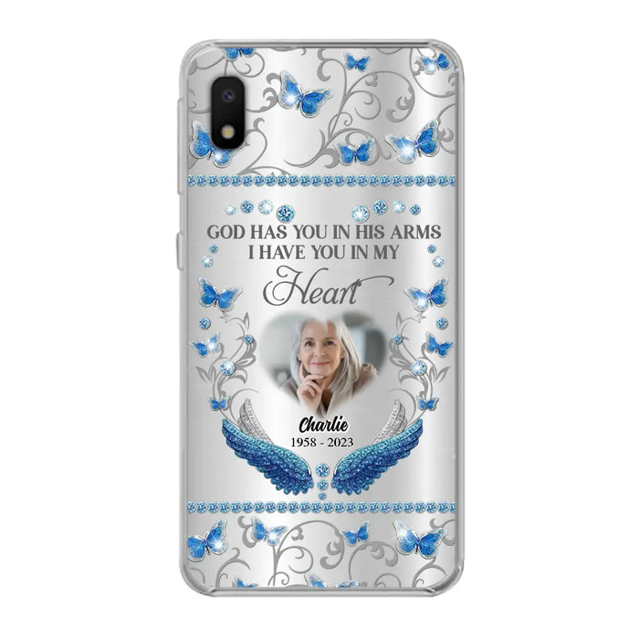 Custom Personalized Memorial Photo Phone Case - Memorial Gift Idea for Mother's Day/Father's Day - God Has You In His Arms I Have You In My Heart - Cases For iPhone/Samsung