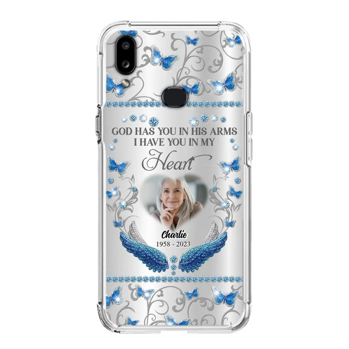 Custom Personalized Memorial Photo Phone Case - Memorial Gift Idea for Mother's Day/Father's Day - God Has You In His Arms I Have You In My Heart - Cases For iPhone/Samsung