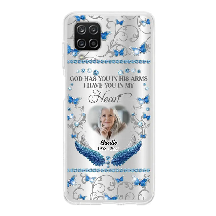 Custom Personalized Memorial Photo Phone Case - Memorial Gift Idea for Mother's Day/Father's Day - God Has You In His Arms I Have You In My Heart - Cases For iPhone/Samsung