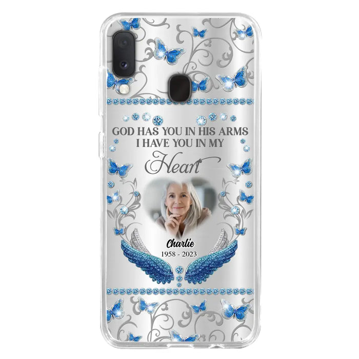 Custom Personalized Memorial Photo Phone Case - Memorial Gift Idea for Mother's Day/Father's Day - God Has You In His Arms I Have You In My Heart - Cases For iPhone/Samsung