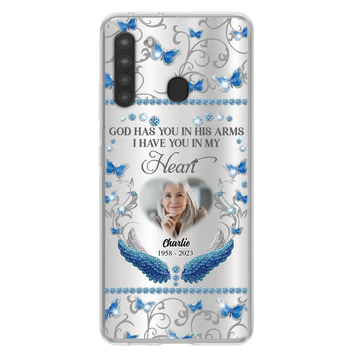 Custom Personalized Memorial Photo Phone Case - Memorial Gift Idea for Mother's Day/Father's Day - God Has You In His Arms I Have You In My Heart - Cases For iPhone/Samsung