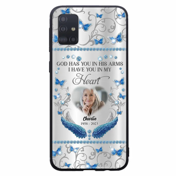 Custom Personalized Memorial Photo Phone Case - Memorial Gift Idea for Mother's Day/Father's Day - God Has You In His Arms I Have You In My Heart - Cases For iPhone/Samsung