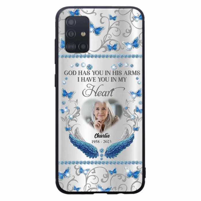 Custom Personalized Memorial Photo Phone Case - Memorial Gift Idea for Mother's Day/Father's Day - God Has You In His Arms I Have You In My Heart - Cases For iPhone/Samsung