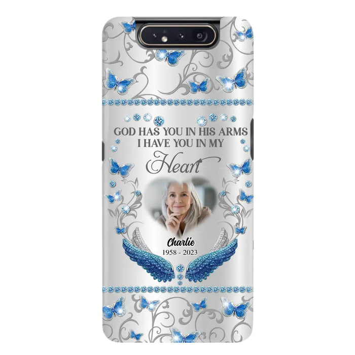 Custom Personalized Memorial Photo Phone Case - Memorial Gift Idea for Mother's Day/Father's Day - God Has You In His Arms I Have You In My Heart - Cases For iPhone/Samsung