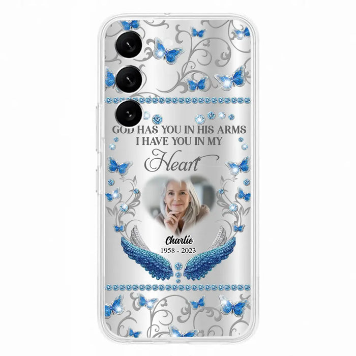 Custom Personalized Memorial Photo Phone Case - Memorial Gift Idea for Mother's Day/Father's Day - God Has You In His Arms I Have You In My Heart - Cases For iPhone/Samsung