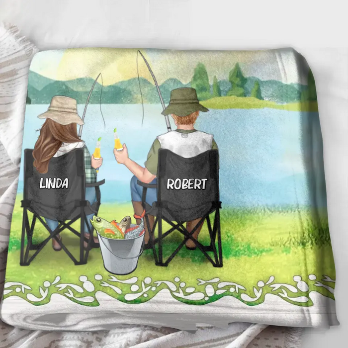 Custom Personalized Fishing Couple Fleece/Quilt Blanket - Gift for Fishing Lovers/Couple/Husband and Wife - You Are The Rod To My Reel, Line To My Sinker