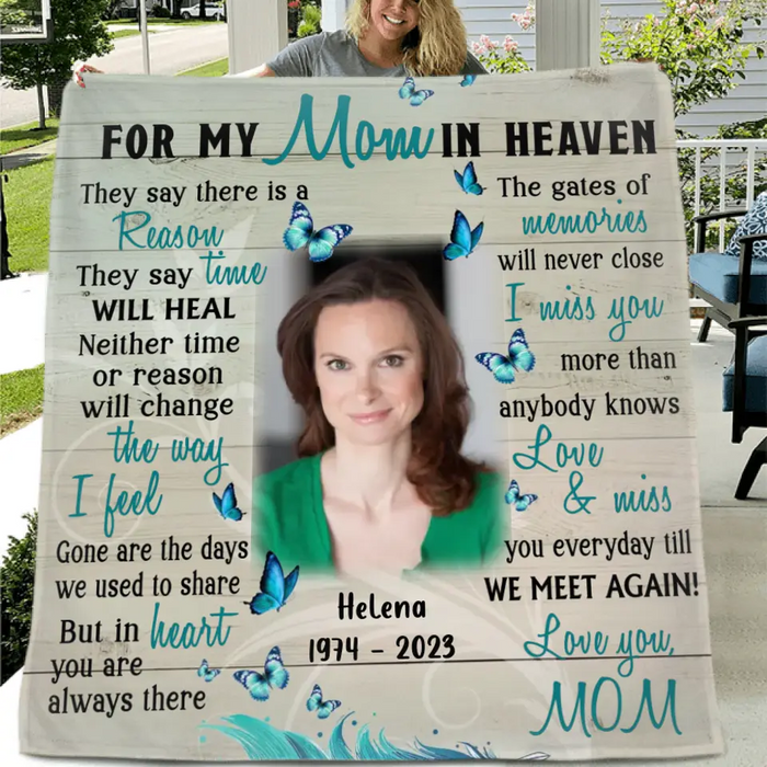 Custom Personalized Memorial Photo Quilt/Single Layer Fleece Blanket - Memorial Gift Idea For Mother's Day - I Miss You More Than Anybody Knows