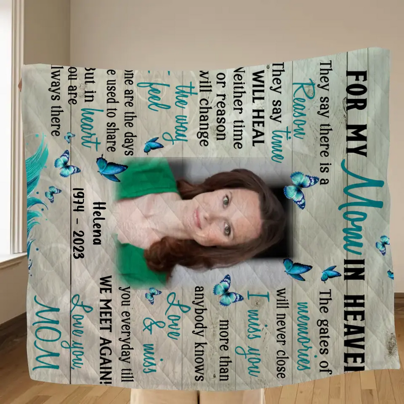 Personalized Memorial Photo Fleece Throw Blanket/Quilt - Memorial Gift Idea For Mother's Day - I Miss You More Than Anybody Knows