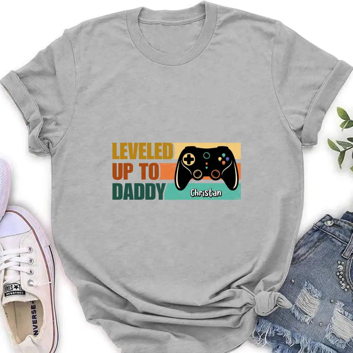 Custom Personalized Gamer Dad Shirt/Baby Onesie - Gift Idea For Father's Day/Game Lovers - Leveled Up To Daddy