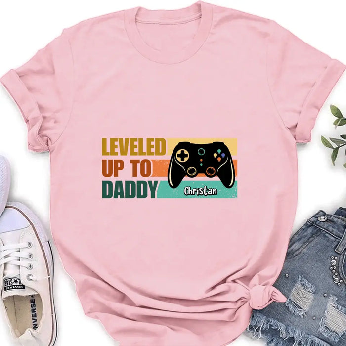 Custom Personalized Gamer Dad Shirt/Baby Onesie - Gift Idea For Father's Day/Game Lovers - Leveled Up To Daddy