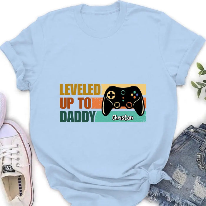 Custom Personalized Gamer Dad Shirt/Baby Onesie - Gift Idea For Father's Day/Game Lovers - Leveled Up To Daddy