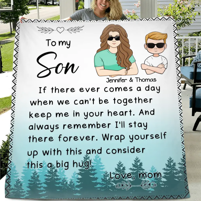 Personalized To My Son/ Daughter Quilt/ Single Layer Fleece Blanket - Gift Idea From Mom To Kid - Always Remember I'll Stay There Forever