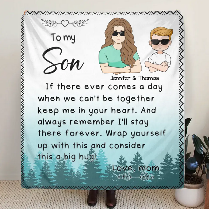 Personalized To My Son/ Daughter Quilt/ Single Layer Fleece Blanket - Gift Idea From Mom To Kid - Always Remember I'll Stay There Forever