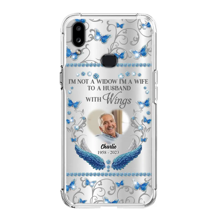 Custom Personalized Memorial Photo Phone Case - Memorial Gift Idea for Mother's Day/Father's Day - I'm Not A Widow I'm A Wife To A Husband With Wings - Cases For iPhone/Samsung