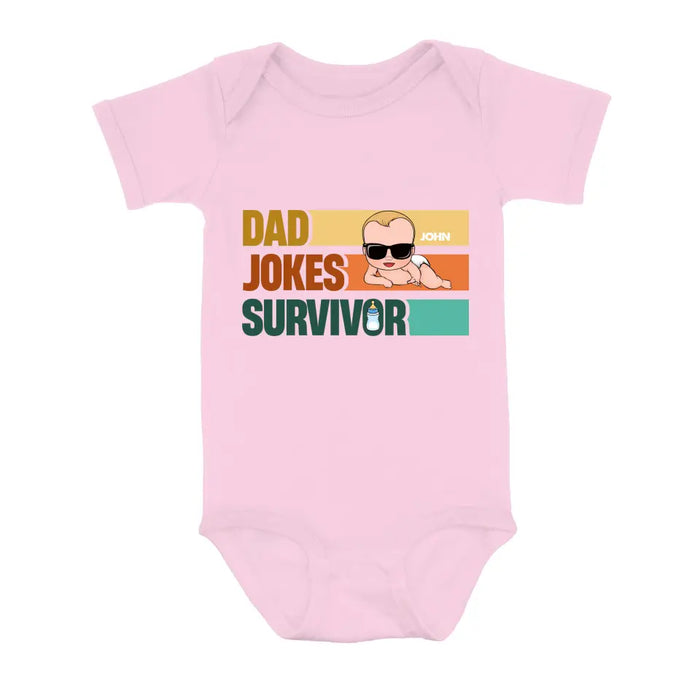 Custom Personalized First Father's Day Dad T-Shirt/ Baby Onesie - Gift Idea For Father's Day/ Father/ Son/ Daughter - Dad Jokes Champion