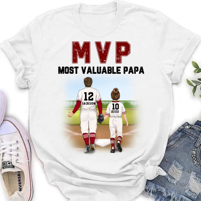 Custom Personalized Baseball Dad Shirt/Pullover Hoodie/Long sleeve/Sweatshirt - Gift Idea For Father's Day/ Father/ Son/ Daughter - MVP Most Valuable Papa