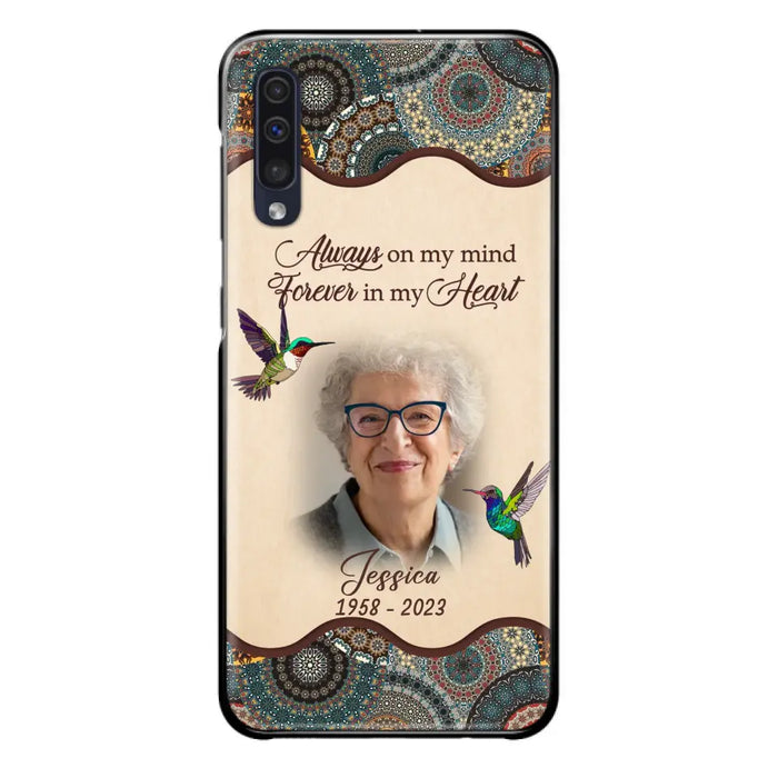 Custom Personalized Memorial Photo Phone Case - Memorial Gift Idea For Mother's Day/Father's Day - Always On My Mind, Forever In My Heart - Case For iPhone/Samsung