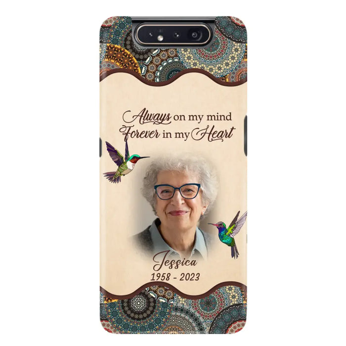 Custom Personalized Memorial Photo Phone Case - Memorial Gift Idea For Mother's Day/Father's Day - Always On My Mind, Forever In My Heart - Case For iPhone/Samsung