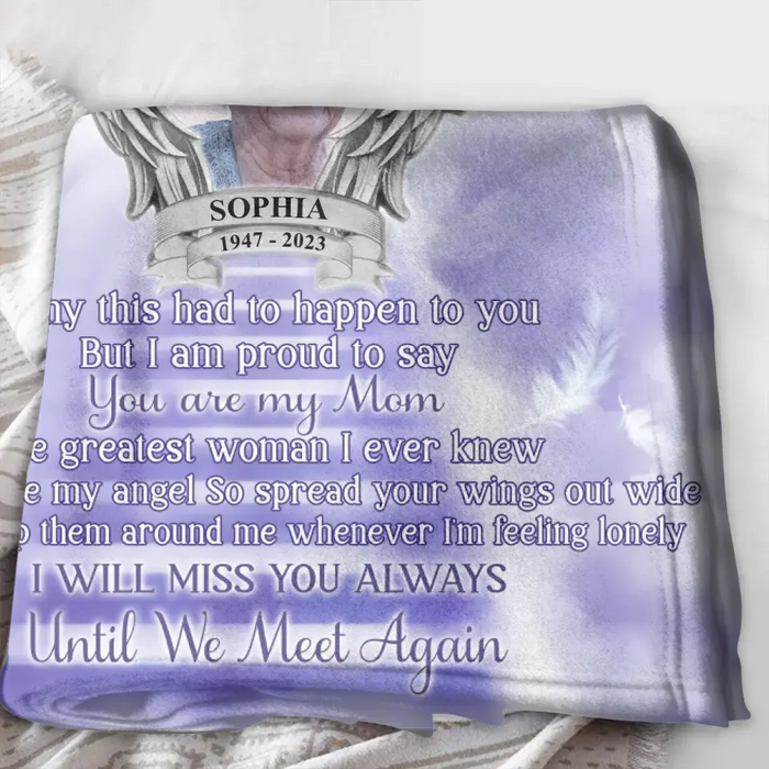 Custom Personalized Memorial Photo Single Layer Fleece/Quilt Blanket - Memorial Gift Idea for Father's Day/Mother's Day - My Angel Your Battle Is Now Over