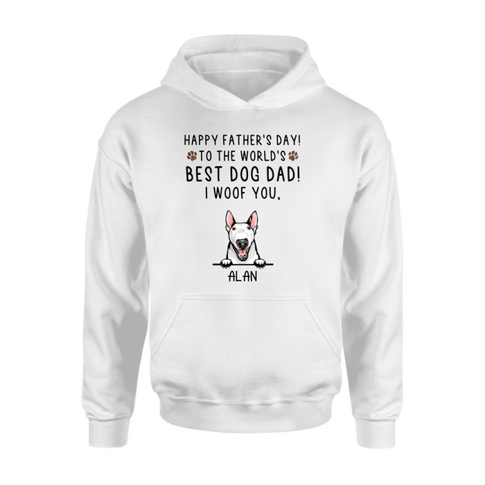 Custom Personalized Dog Dad Shirt/Hoodie - Upto 6 Dogs - Father's Day Gift Idea for Dog Lovers - Happy Father's Day To The World's Best Dog Dad