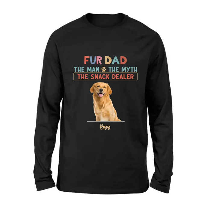 Custom Personalized Fur Dad Shirt/Hoodie - Upload Photo - Upto 6 Pets - Father's Day Gift For Pet Lovers  - Fur Dad The Man The Myth The Snack Dealer