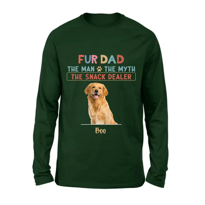 Custom Personalized Fur Dad Shirt/Hoodie - Upload Photo - Upto 6 Pets - Father's Day Gift For Pet Lovers  - Fur Dad The Man The Myth The Snack Dealer