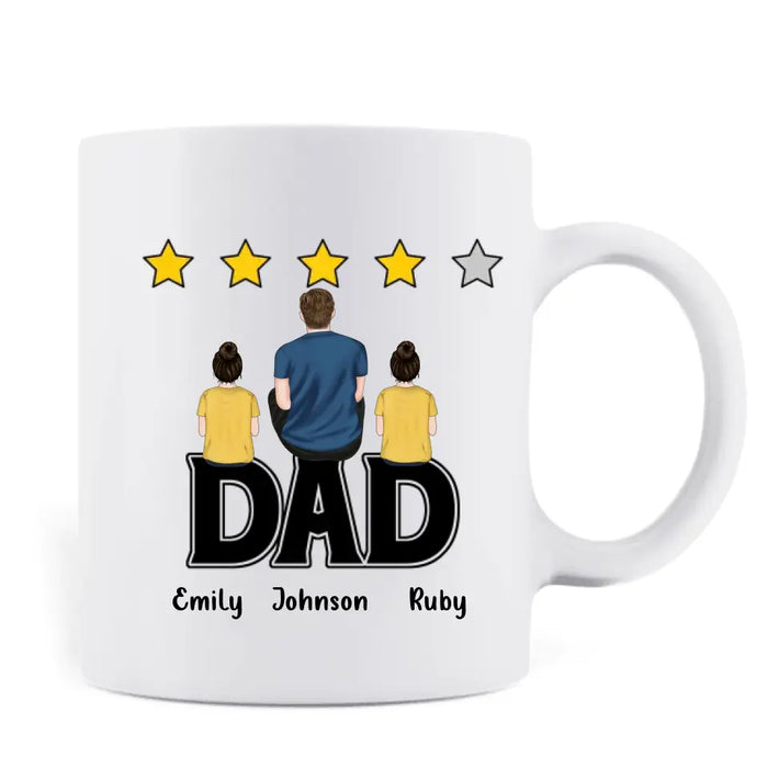 Custom Personalized Dad Rating Coffee Mug - Father's Day Gift Idea For Dad -Upto 4 Kids - Awesome! Couldn't Have Wished For Better