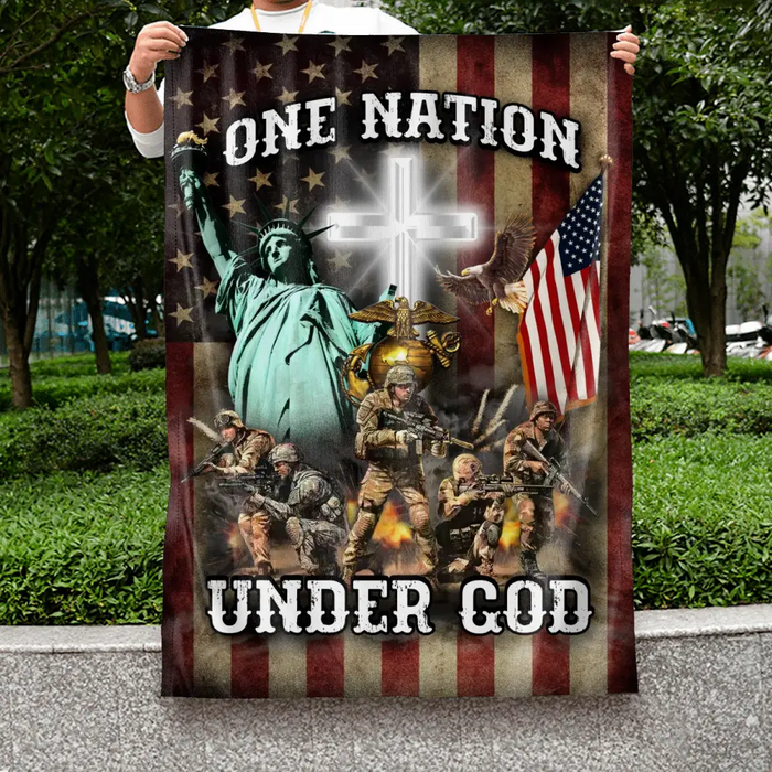 Custom Personalized Veteran Garden Flag - Gift Idea For Veteran - One Nation Under God