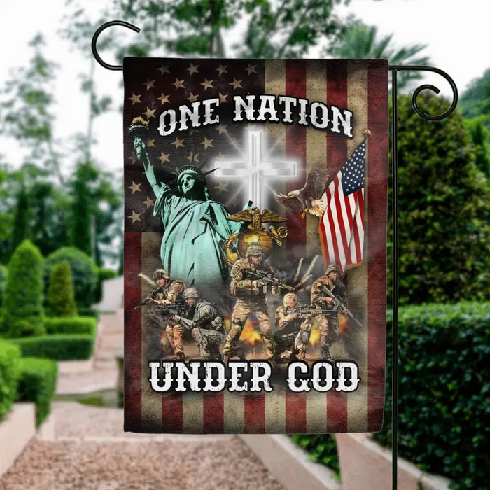 Custom Personalized Veteran Garden Flag - Gift Idea For Veteran - One Nation Under God