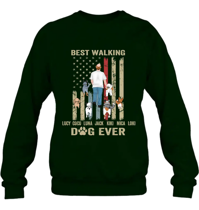 Custom Personalized Dad Dog Shirt/Hoodie - Gift Idea For Dog Lovers/Father's Day - Upto 6 Dogs - Best Walking Dog Ever