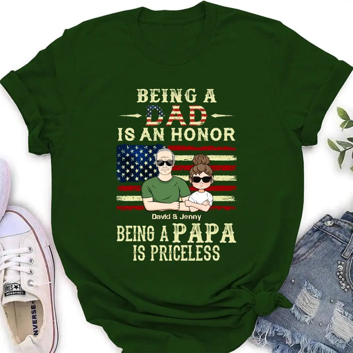 Custom Personalized Grandpa Shirt/Hoodie - Father's Day Gift Idea for Grandpa - Being A Dad Is An Honor Being A Papa Is Priceless