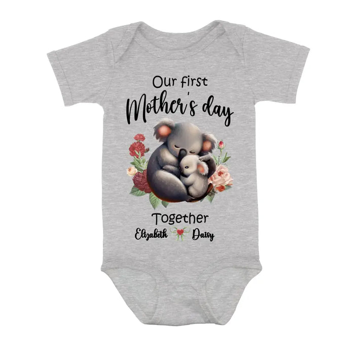 Custom Personalized Koala Baby Onesie/T-Shirt - Gift Idea for Baby/Mother's Day - Our First Mother's Day Together