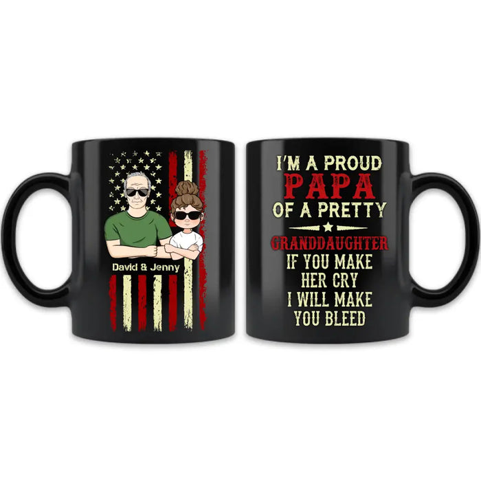 Custom Personalized Grandpa Coffee Mug - Father's Day Gift Idea for Grandpa - I'm A Proud Papa Of A Pretty Granddaughter