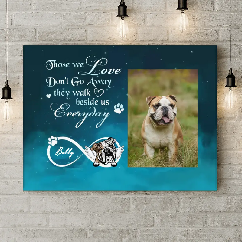 Personalized Memorial Photo Canvas - Memorial Gift Idea for Dog/Cat Owners - Those We Love Don't Go Away They Walk Beside Us Everyday