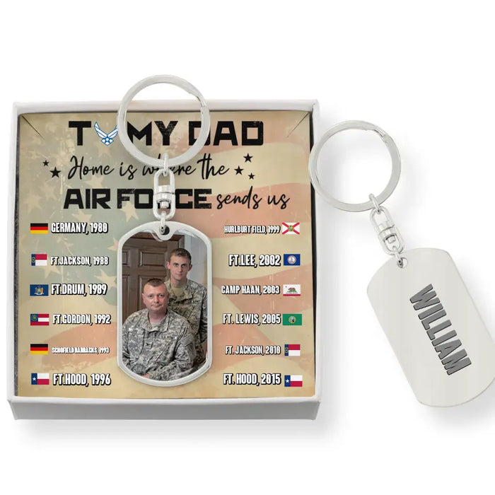 Custom Personalized Veteran Tag Keychain With Message Card - Gift Idea For Veteran/Father's Day/ Independence Day - To My Dad/Grandpa