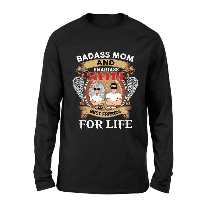 Custom Personalized Mother And Son T-shirt/ Long Sleeve/ Sweatshirt/ Hoodie - Gift Idea For Mother's Day - Badass Mom And Smartass Son Best Friends For Life